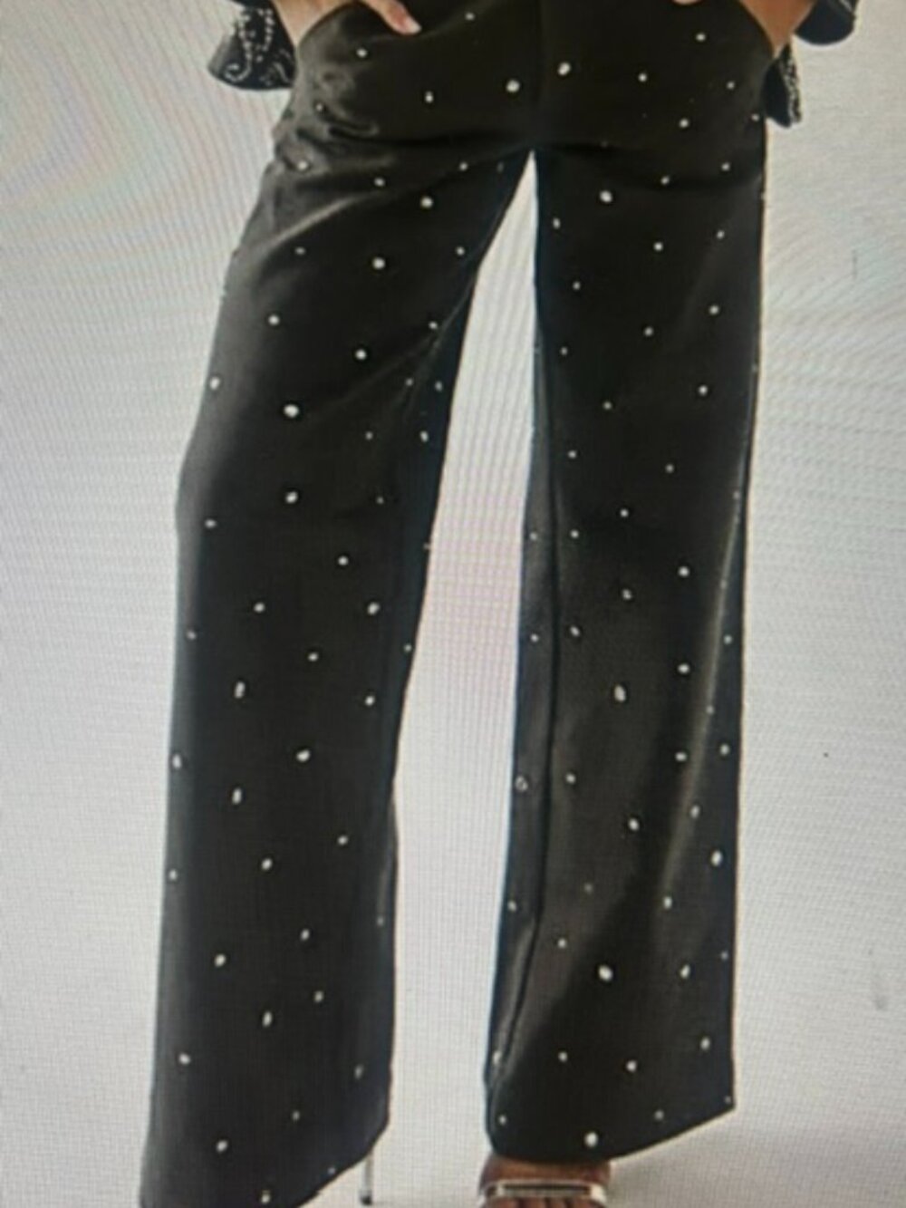 Free People Chocolate Brown Embellished Rhinestone Stud Trousers NEW